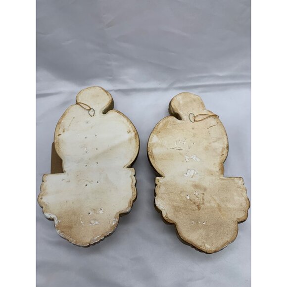 2 PC Gold Chalkware Angel 8"x4" Wall Hanging MCM - Picture 6 of 6